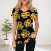 Женская летняя футболка с черным принтом подсолнуха, футболки с коротким рукавом, повседневные топы с принтом