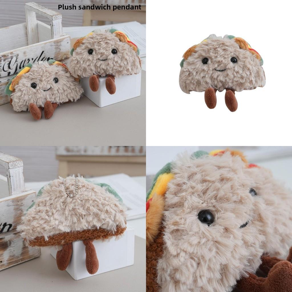 Cute Sandwich Plush Keychain Toy With Pp Cotton Filling For Kids Gift