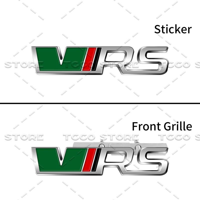 JBIW9 3D Chrome Metal Car Styling VRS Logo Front Grille Emblem Sticker For Skoda Octavia Fabia Rapid Superb Kodiaq Rear Trunk Decor