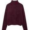 Women'S Turtleneck Fashion Versatile Solid Color Knitted Pullover Sweater