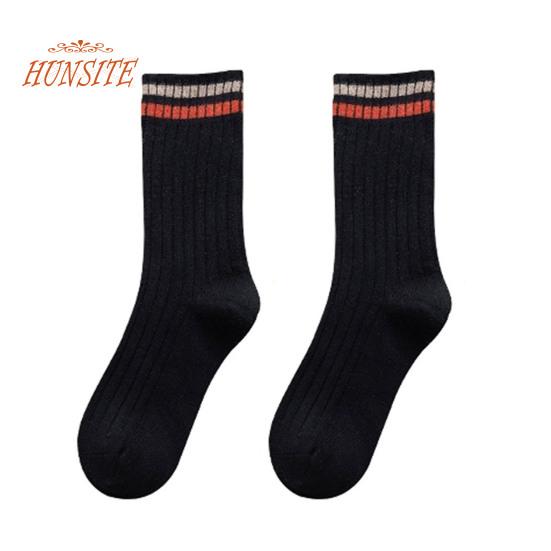 1 пара женских осенне-зимних носков, однотонные, средней длины, толстые, теплые, без запаха, эластичные, противоскользящие, полосатые женские носки до середины икры, впитывающие пот