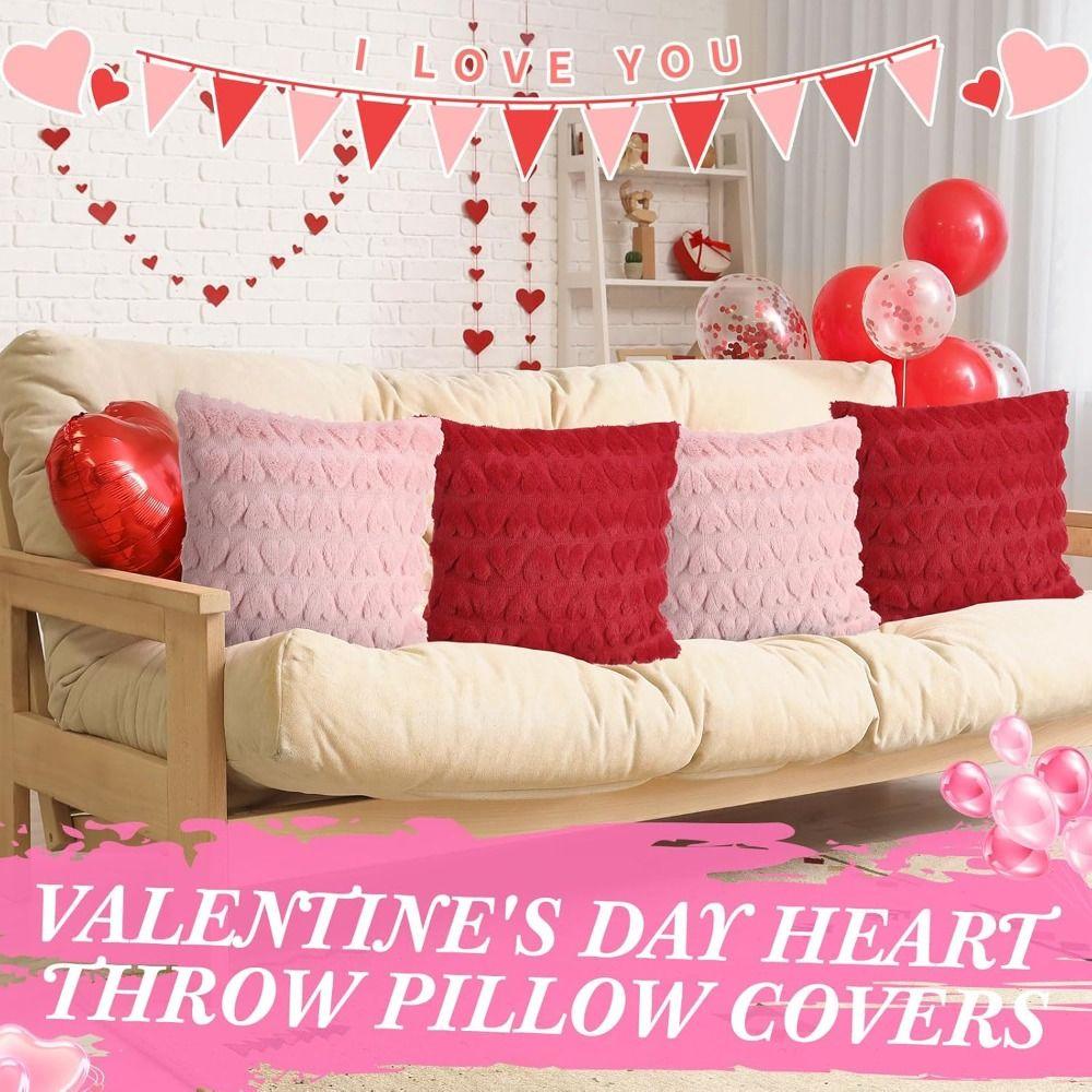 Fluffy Plush Pillow Covers Super Soft Decorative Pillowcase Cushion Cover for Valentines Day