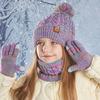 Children's Cap Scarf Gloves Three-Piece Set Coldproof Wool Cap Boys Girls Outdoor Warm Knitted Hat