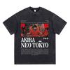 Akira Anime Tshirt Men Vintage Washed Black Oversized Streetwear Cotton Short Sleeve Graphic Tees Unisex Tops