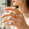 Golden Plated Ring Adjustable Open for Men Women, Silver Statement Ring, Non Tarnish Alloy Finger Jewelry Gift Him Her Daily Wear