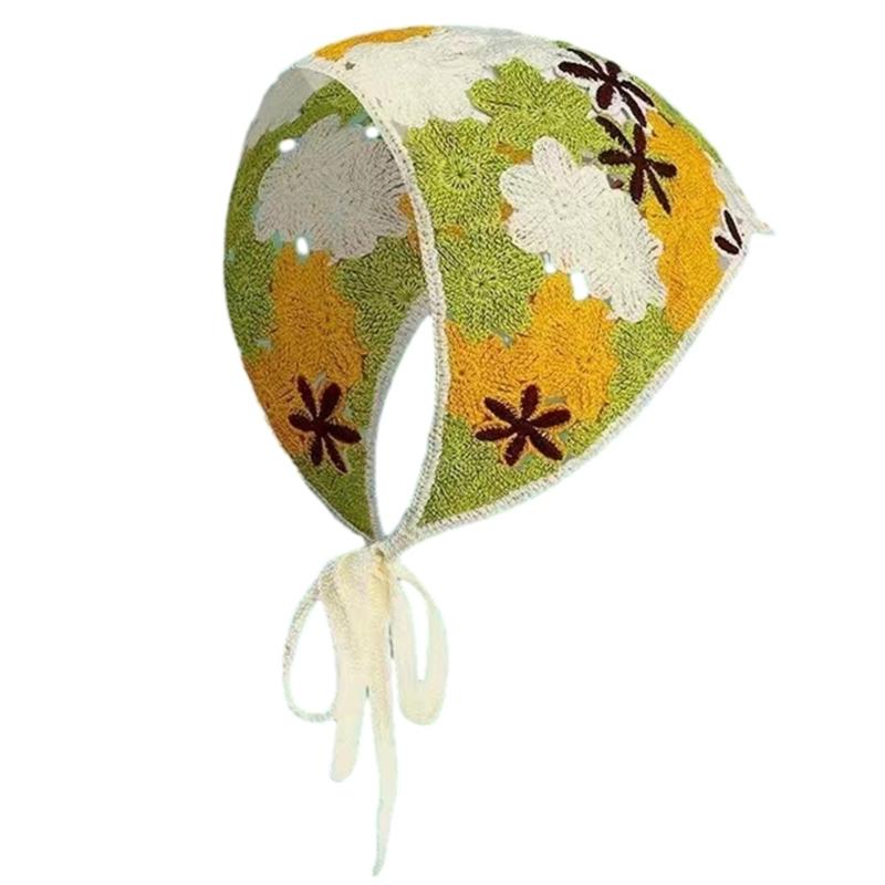 Women Floral Hairband Wrap Bohemia Triangle Headwraps Elaborate Head Scarf Turban Bandanas Hairband for Vacation