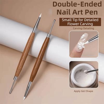 Nail Dotting Pen Nail Embossing Painting Pen Double Headed Silicone Carving Pen DIY Manicure