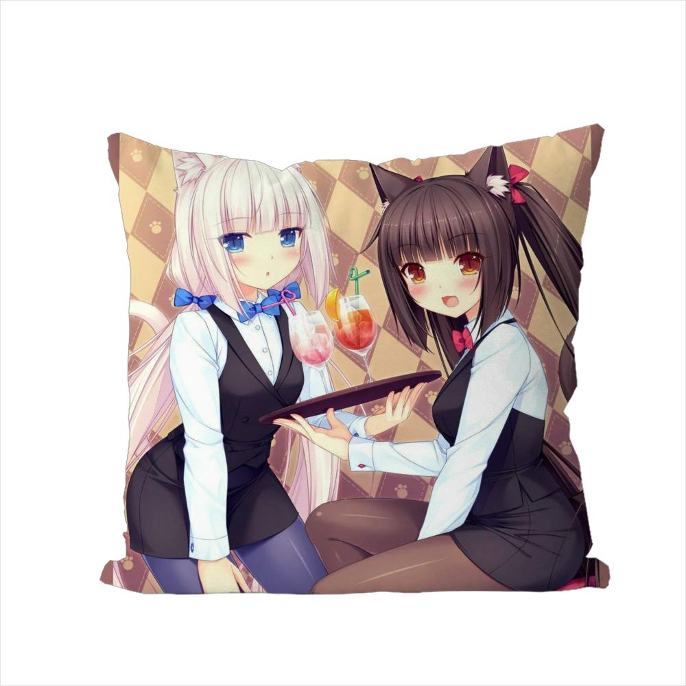 Наволочка NekoPara для Автомобиля Дивана Декоративная Домашняя Двусторонняя Печать Плюшевая Квадратная Подушка-Бросок Чехол