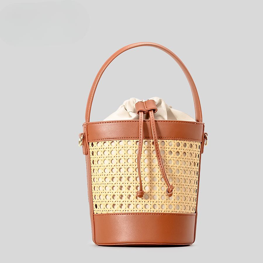 Сумка-ведро из ротанга ручной работы, женская сумка-скелет на шнурке для отдыха на берегу моря, сумка через плечо