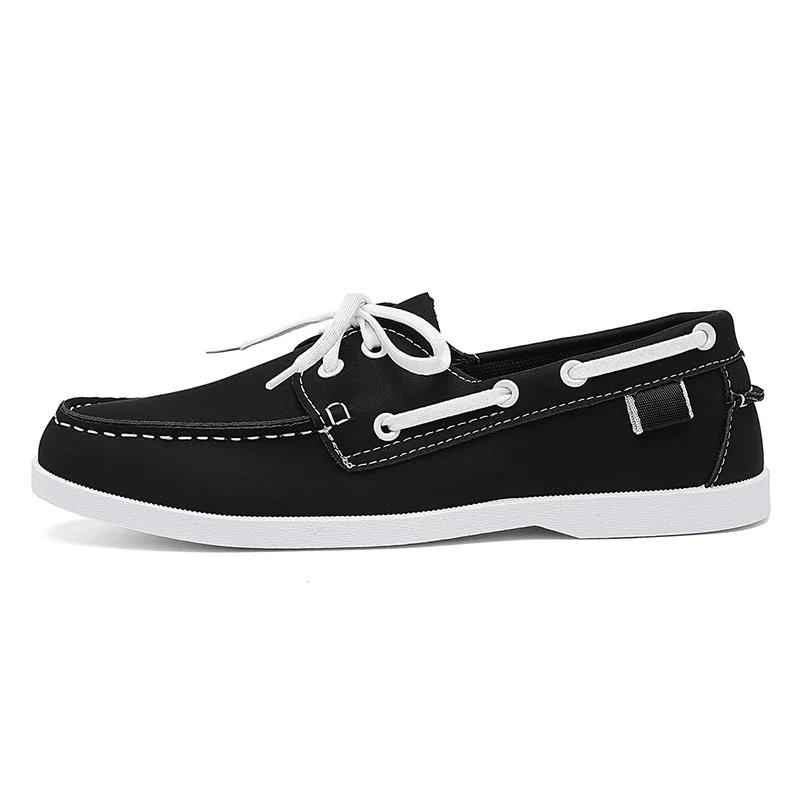 Fashion Leather Casual Shoes For Man Large Size 48 Brand Docksides Shoes Man Italian Style Lace-up Boat Shoes Men Driving Shoes