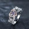 Diamond Studded Rose Gold Heart Ring for Women Fashionable Simple and Versatile New Style