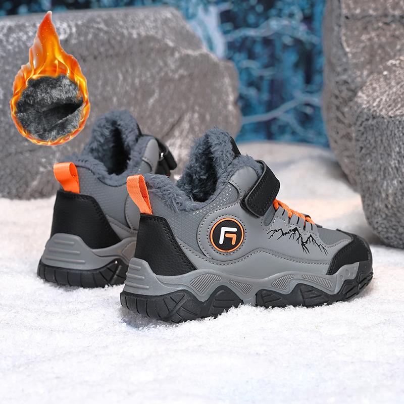 Детские теплые высокие хлопковые ботинки для активного отдыха на открытом воздухе, зимние ботинки, походная обувь, модные спортивные хлопковые ботинки 30-40