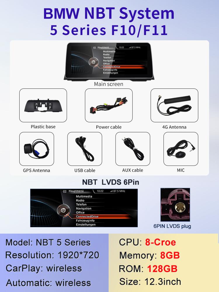 2024 Новый ID6 ID7 ID8 UI 12.3inc Android Система Беспроводной Carplay AUTO Для BMW 5Series F10 F11 CIC NBT Автомобильные Видеоплееры GPS NAVI
