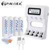 PALO 4-12pcs Aa Ni-mh Rechargeable Battery 1.2v 3000mAh + USB LCD Display Smart Fast Battery Charger for Aa Aaa