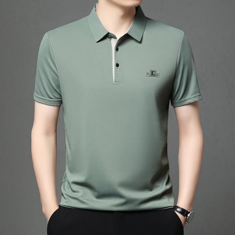 STORN Новая мужская рубашка поло с коротким рукавом в стиле business casual, однотонная, с нашивкой, модная, дышащая, удобная, универсальная
