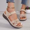 Summer New Wedge Sandals, Women's Flower Flat Sandals, Worn with Thick Soled Sandals On The Outside