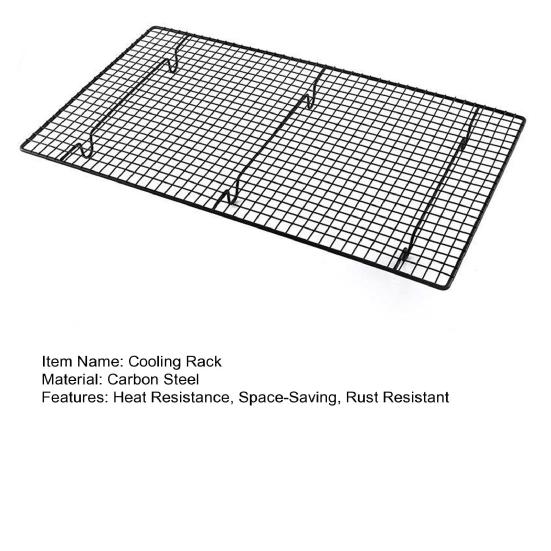 Охлаждающая стойка для выпечки 18x10 дюймов, охлаждающая стойка из углеродистой стали для тортов, печенья, барбекю, термостойкая и экономящая место, нескользящая решетчатая кухонная полка