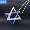 Мужское ожерелье с треугольной подвеской, ожерелье со звездой Давида и кристаллом, длинное ожерелье, ювелирные изделия