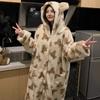 Winter Long Sleeve Hooded Thick Warm Flannel Kimono Robes for Women Sexy Bear Cute Bathrobes Sleepwear Nightdress Night Dre