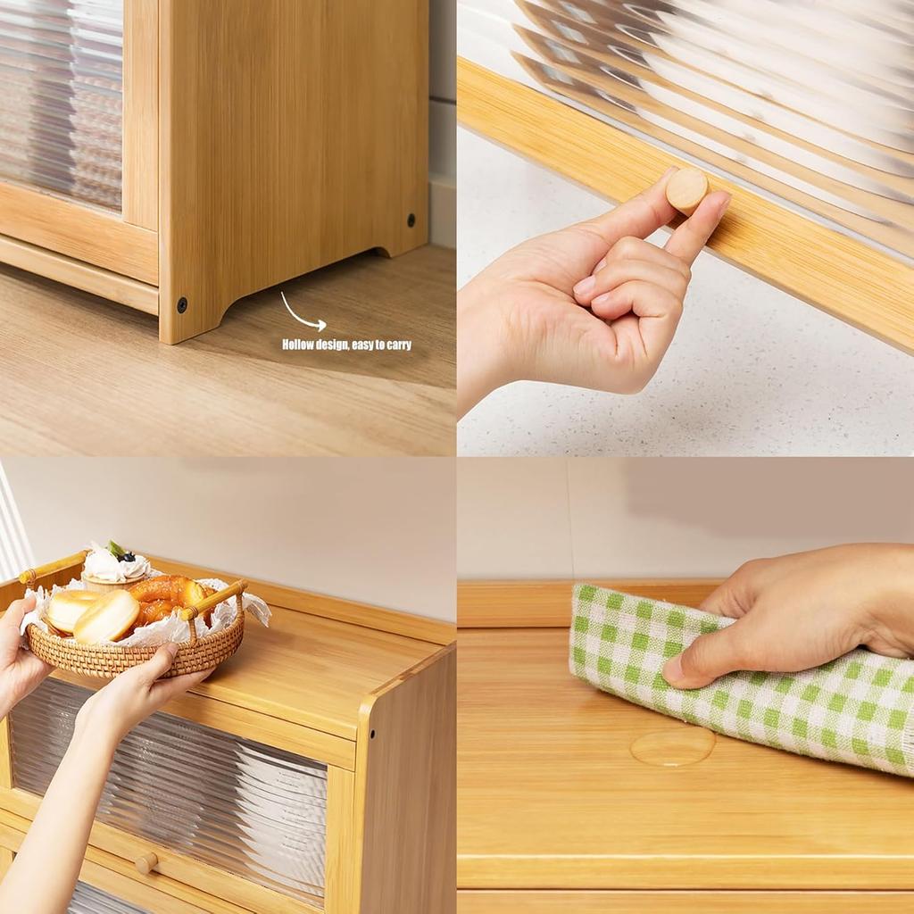 Двухъярусный шкаф для хранения с ручками, настольный органайзер для хранения с большой вместимостью, современный буфет с акриловыми дверцами