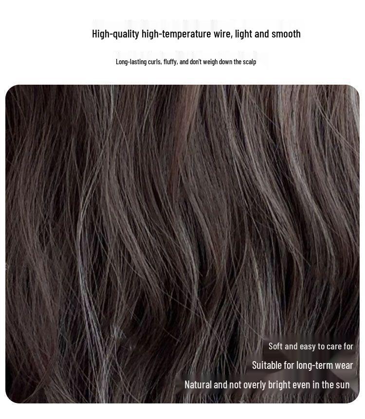 Серая с золотыми прядями кружевная передняя парика - Большие волны кудрявых волос в американском азиатском стиле