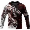 Autumn/winter Unique Men's Sweatshirt Cool Animal Printing Streetwear Viking Series Hooded Sweatshirt