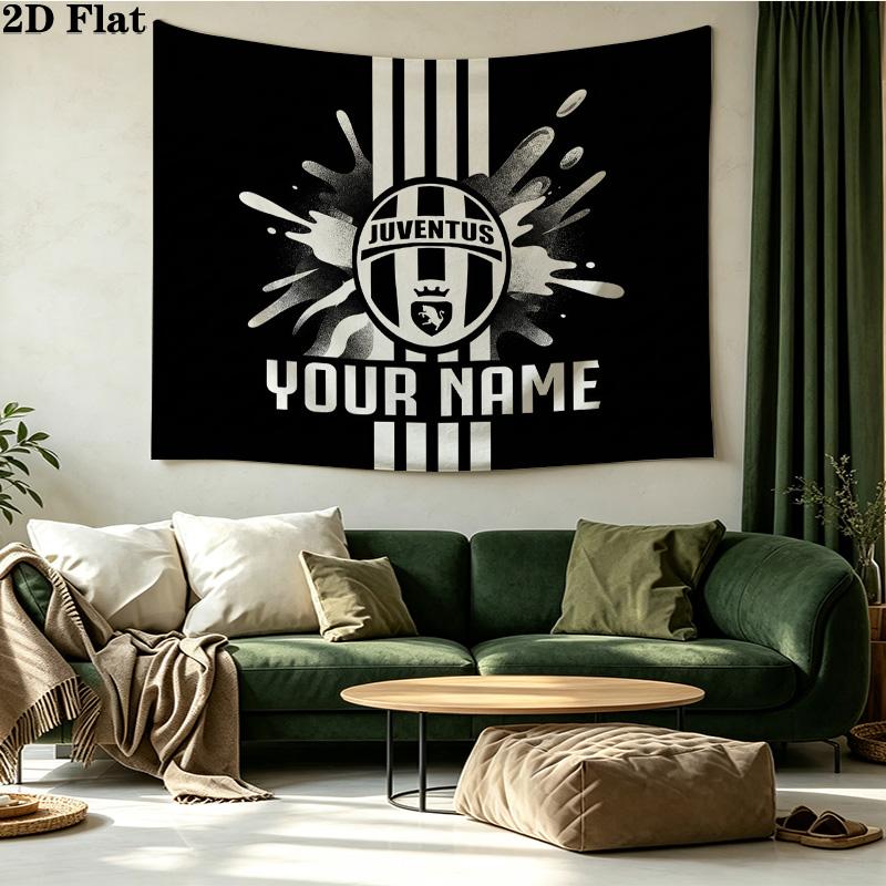 Custom Name Juventus Printed Tapestry – Wall Hanging for Bedrooms, Dorms, and Home Decor