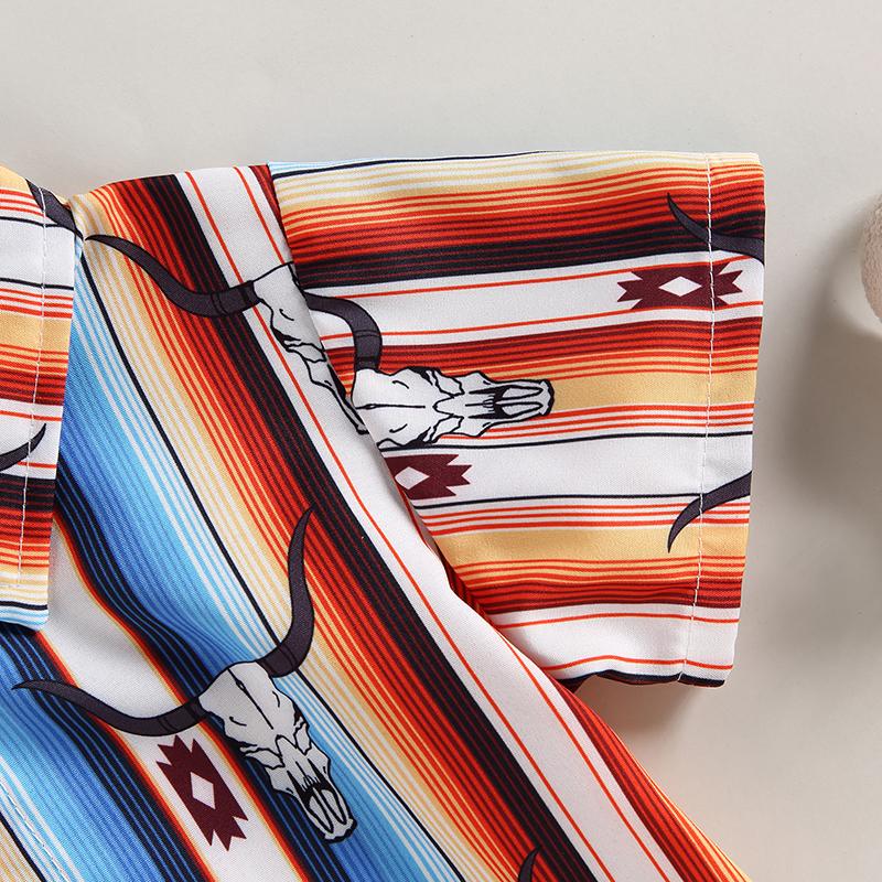 Летние рубашки для маленьких мальчиков, рубашки с короткими рукавами и пуговицами с графическим принтом крупного рогатого скота, кактуса, блузка, топы, детская одежда