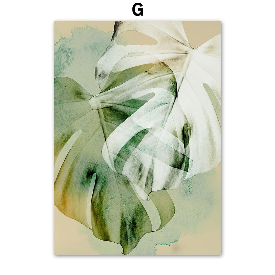 Canvas Painting Palm Leaves Green Plants Deer Abstract Nordic Posters And Prints Wall Art Pictures For Living Room Home Decor