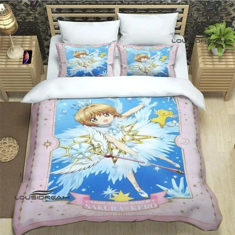 Аниме Card Captor Sakura 3D НОВЫЙ Пододеяльник Наволочка Комплект Постельного Белья Взрослый Мальчик Девочка Украшение Спальни Односпальный Двуспальный Большой
