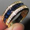 Chenrui Sapphire and Gold-Plated Unisex Square Diamond Ring - European and American Style