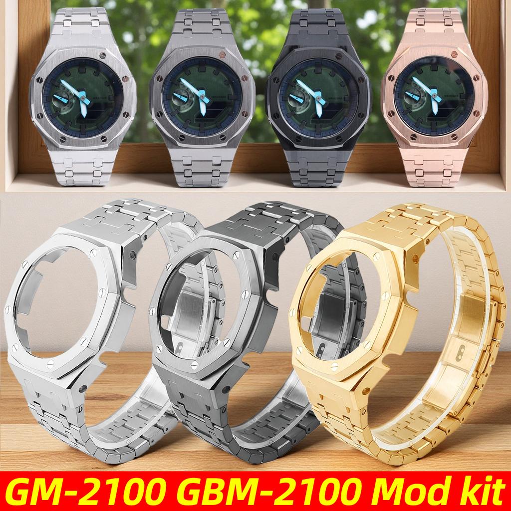 Корпус и ремешок из нержавеющей стали Для Casio G-SHOCK GM2100 GBM-2100 GM-2100 Замена Цельнометаллический безель ремешок для часов Аксессуары