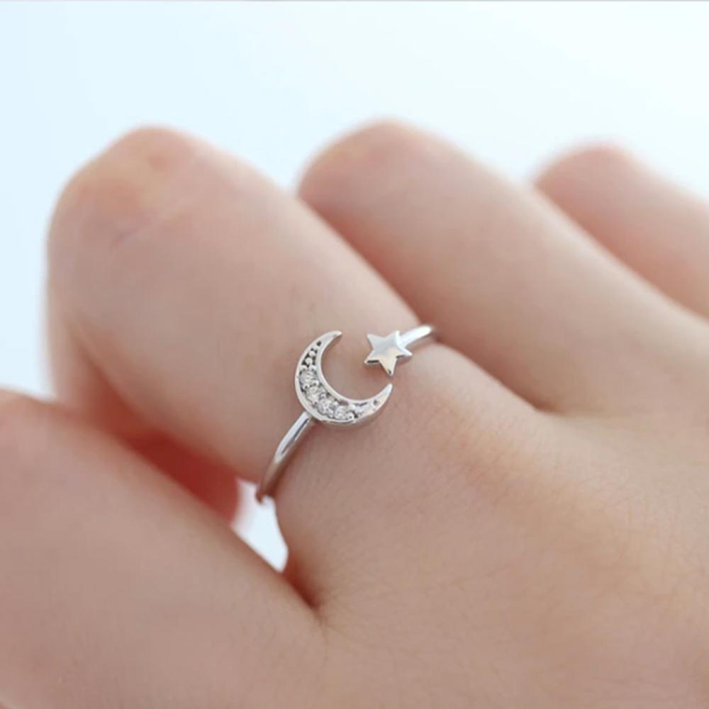 Кольца Huitan Romantic Moon and Star Design для женщин, изысканные аксессуары для свадебной вечеринки, модные украшения, необычный подарок