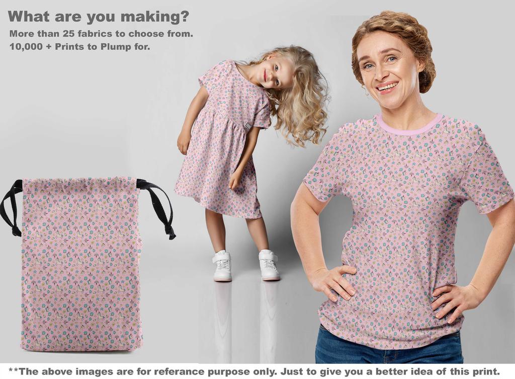 oneOone Ткань Cotton Flex Light Pink Princess Unicorn Animal Швейная ткань по ярдам Напечатанная одежда своими руками Швейные принадлежности 40 дюймов