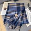 100% Wool Scarf For Women Men British Style Tartan Plaid Cashmere Scarves With Tassel Female Winter Warm Neck Scarf Shawl