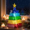 Красочная книжная лампа Стопка томов Рождественская елка Ночник Теплые светодиодные огни Прикроватная лампа для праздничного декора Любителям книг Рождественский подарок
