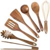 LMETJMA 10 Pack Natural Teak Wooden Kitchen Utensil Set Wooden Spoons Spatula Cooking Utensil Set For Cooking Baking JT503 4