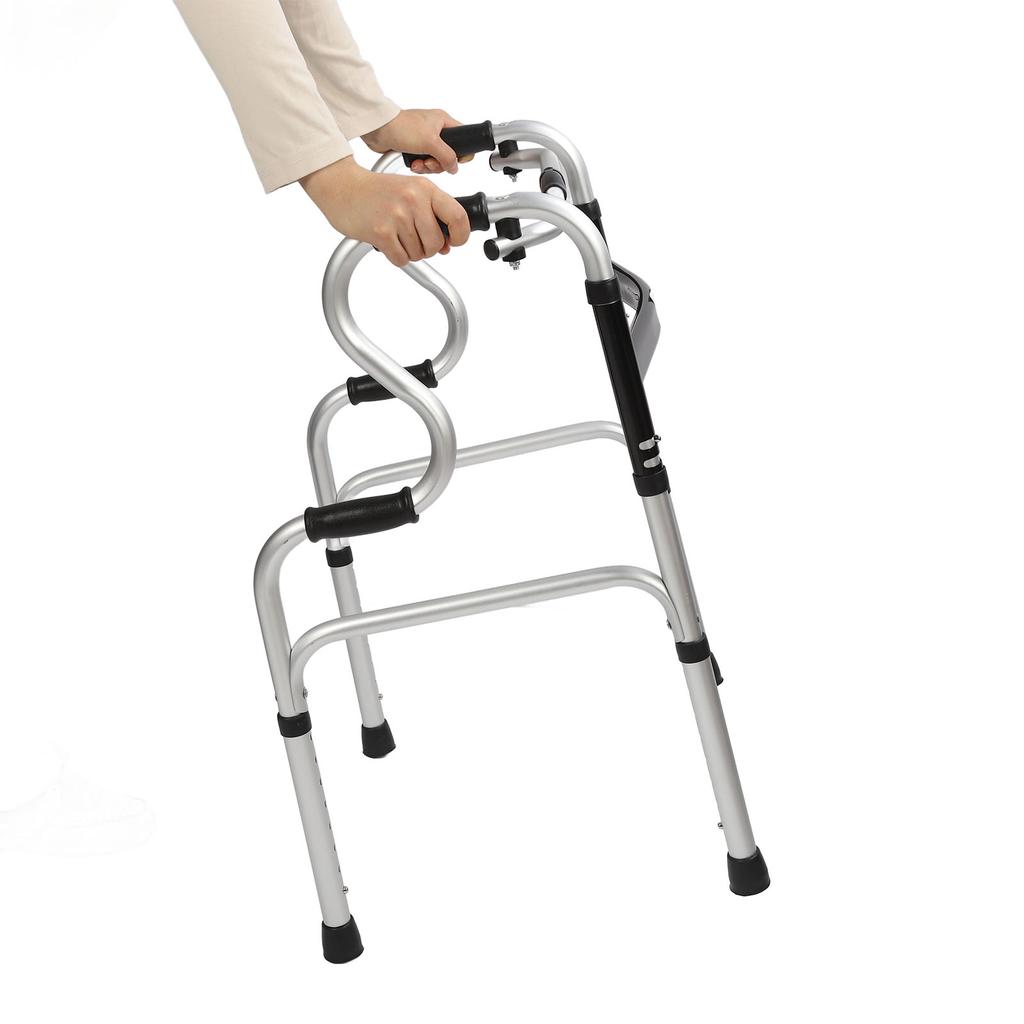Senior Folding Walker with Arm Support 8 Levels Height Adjustable Multiple Modes Portable Folding Walker for Disabled Elderly