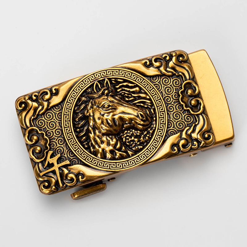 Zodiac Мужская автоматическая пряжка для ремня Персонализированная Ретро Медная 40см Автоматическая Пряжка для ремня из цинкового сплава