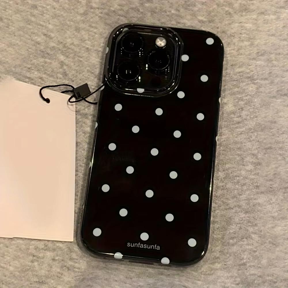 Минималистичный черно-белый чехол в горошек для iPhone 17 Air 16 Pro Max 15 14 Plus 13 12 Mini 11, противоударная силиконовая задняя крышка