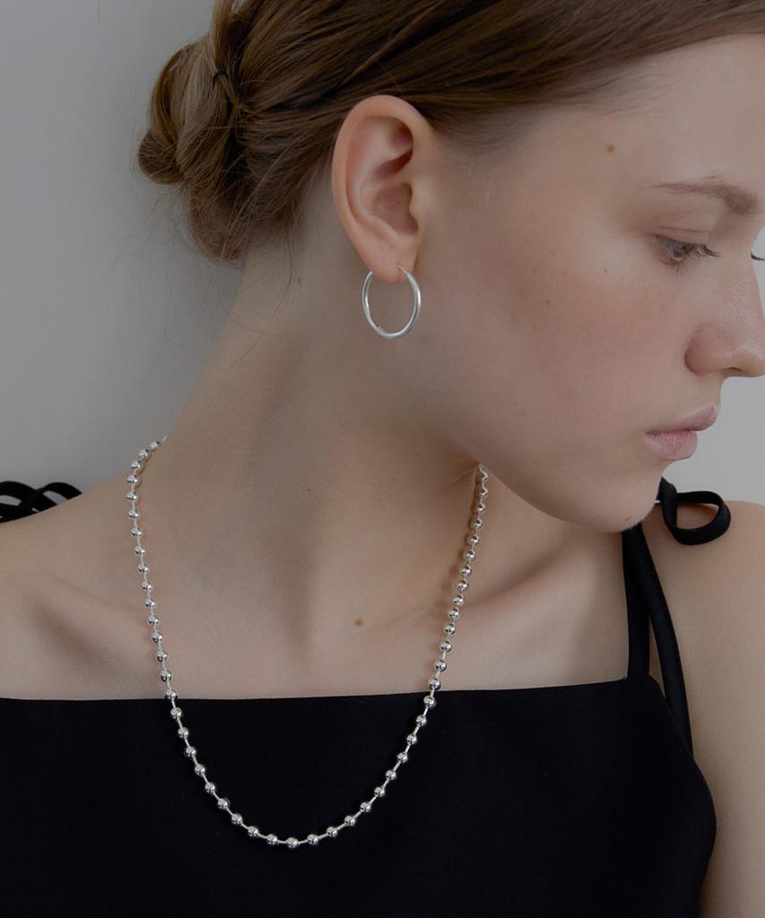Alleun Серебро 925 Шариковая Цепь Длинное Ожерелье Крупное (Тип C)