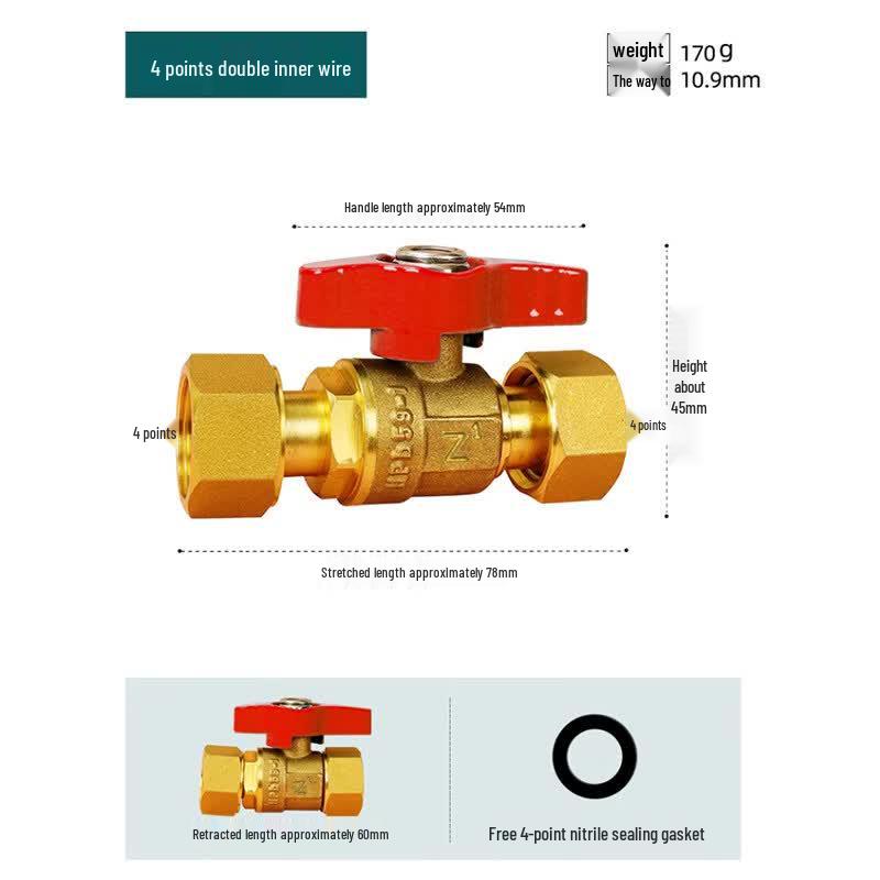 Retractable Copper Ball Valve with Red Handle