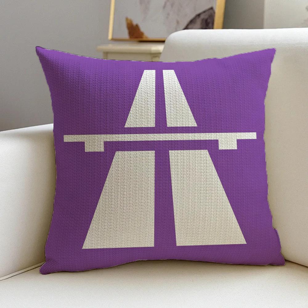 1P- German Autobahn Sign Prints Cushion Cover Natural Linen Pillowcase Set, All-In-One Decor For Sofa, Bedroom & Chair