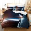 Cartoon Astronaut Duvet Cover King For Boys Girl Galaxy Space Bedding Set Microfiber Rocket Ship Space Adventure Comforter Cover