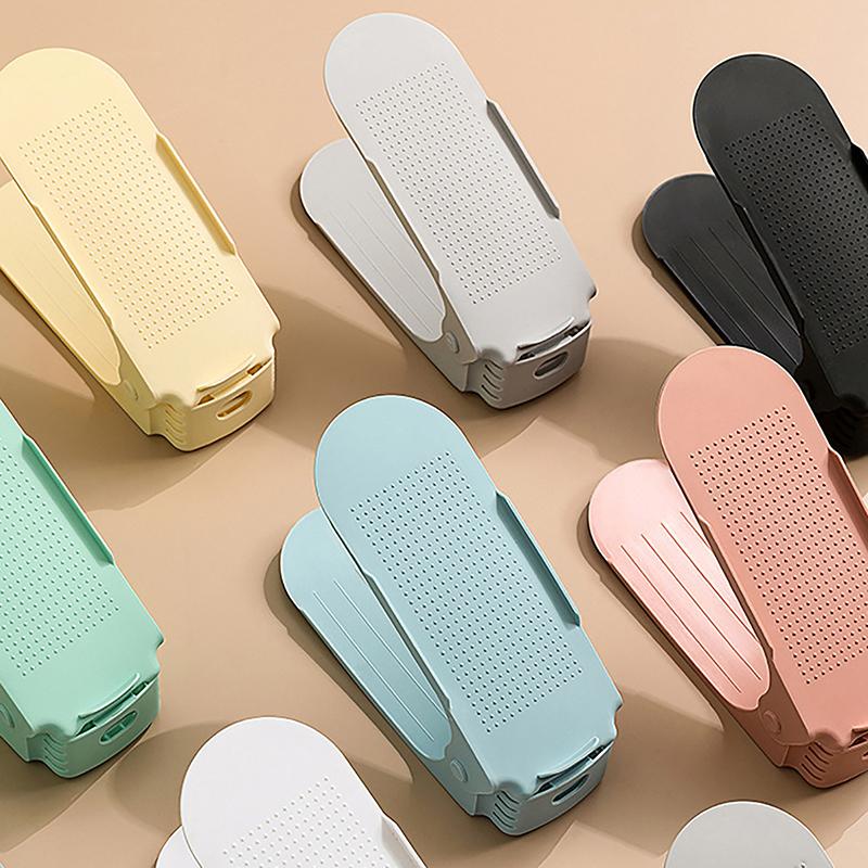 Регулируемая полка для обуви с двойной толстым дном, многоуровневый лоток для обуви, экономящий место в доме, органайзер для обуви, полки для обуви