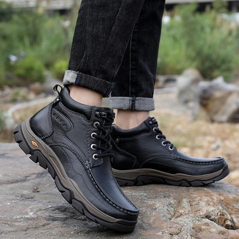 Мужская обувь из натуральной кожи, кроссовки, водонепроницаемые уличные мужские ботинки, зимние мужские походные ботинки