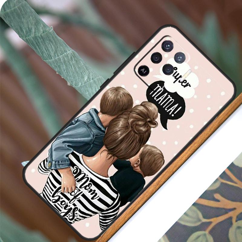 Красивый чехол для OPPO A58 A78 A98 A54 A74 A94 A16 A76 A96 A5 A9 A52 A72 A79 A53S A15 A17 A57 A77 с рисунком «Мама, Дочь, Сын»