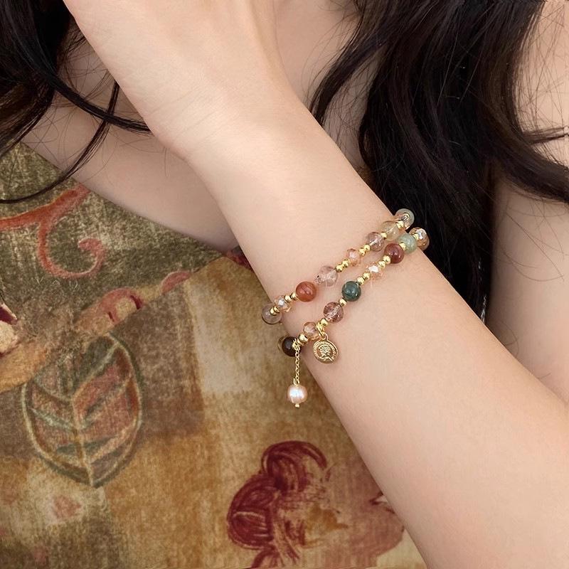 Двухслойный браслет из жемчужных бусин: Легкий роскошный ретро-дизайн для женщин