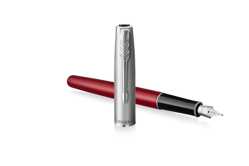 Parker Sonnet Essential Fountain Red Пескоструйная обработка, Тонкое перо, Подарочная, Официальный номер продукта 2146852Z, Ручка, и CT, Перо, В коробке, Импортная,