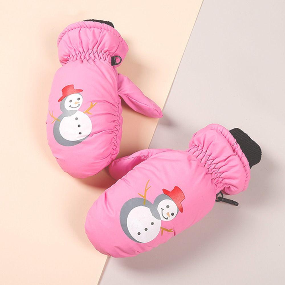 Уличные толстые теплые лыжные перчатки Нескользящие ветрозащитные водонепроницаемые варежки Зимние милые спортивные перчатки для мальчиков и девочек 2-5 лет